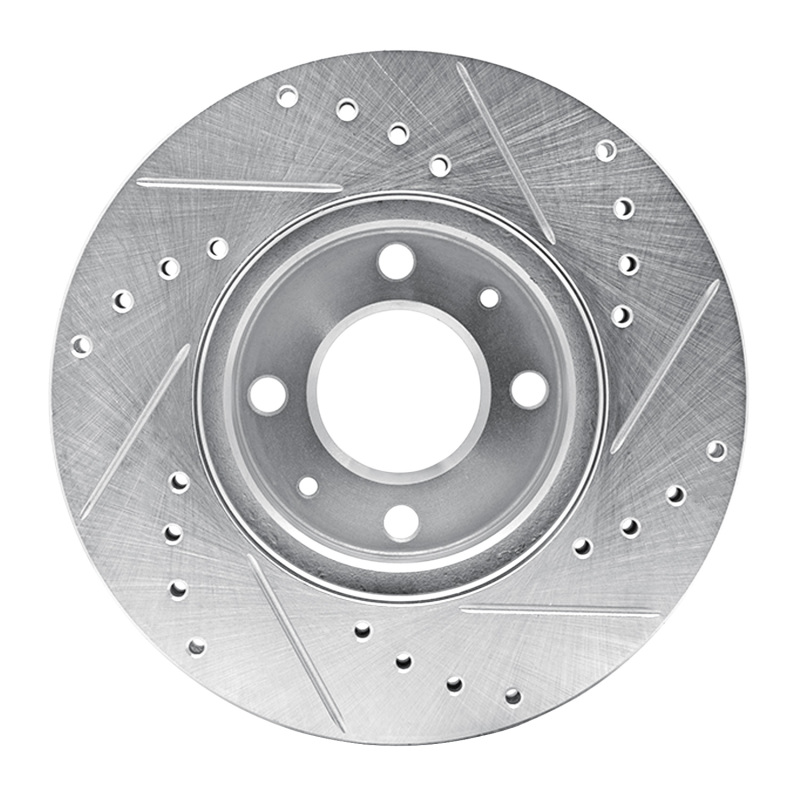Dodge Attitude Brake Rotor (1) - Front Left - R1 Concepts - Drilled & Slotted - Silver - `06-`12